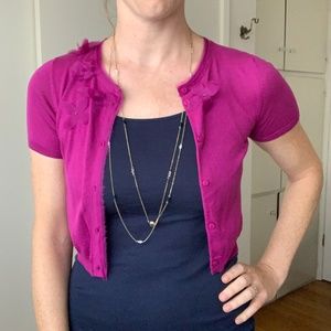 SUZI CHIN Cropped Silk Cardigan